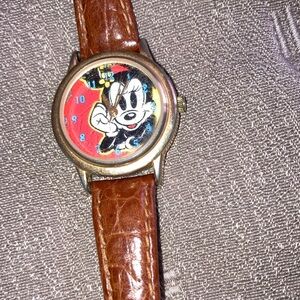 Mickey Mouse Watch with Brown Leather Strap